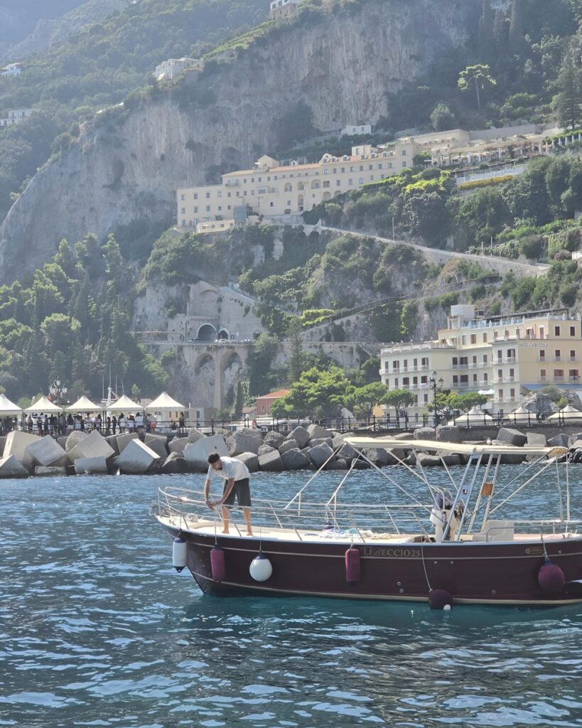 Traditional gozzo boat off Amalfi